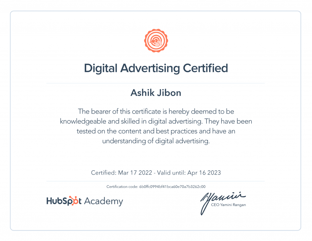 HubSpot Digital Advertising Certification