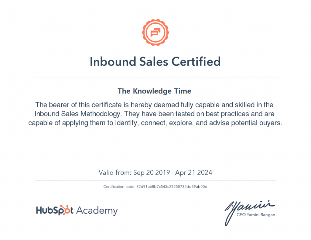 HubSpot Inbound Sales Certification exam