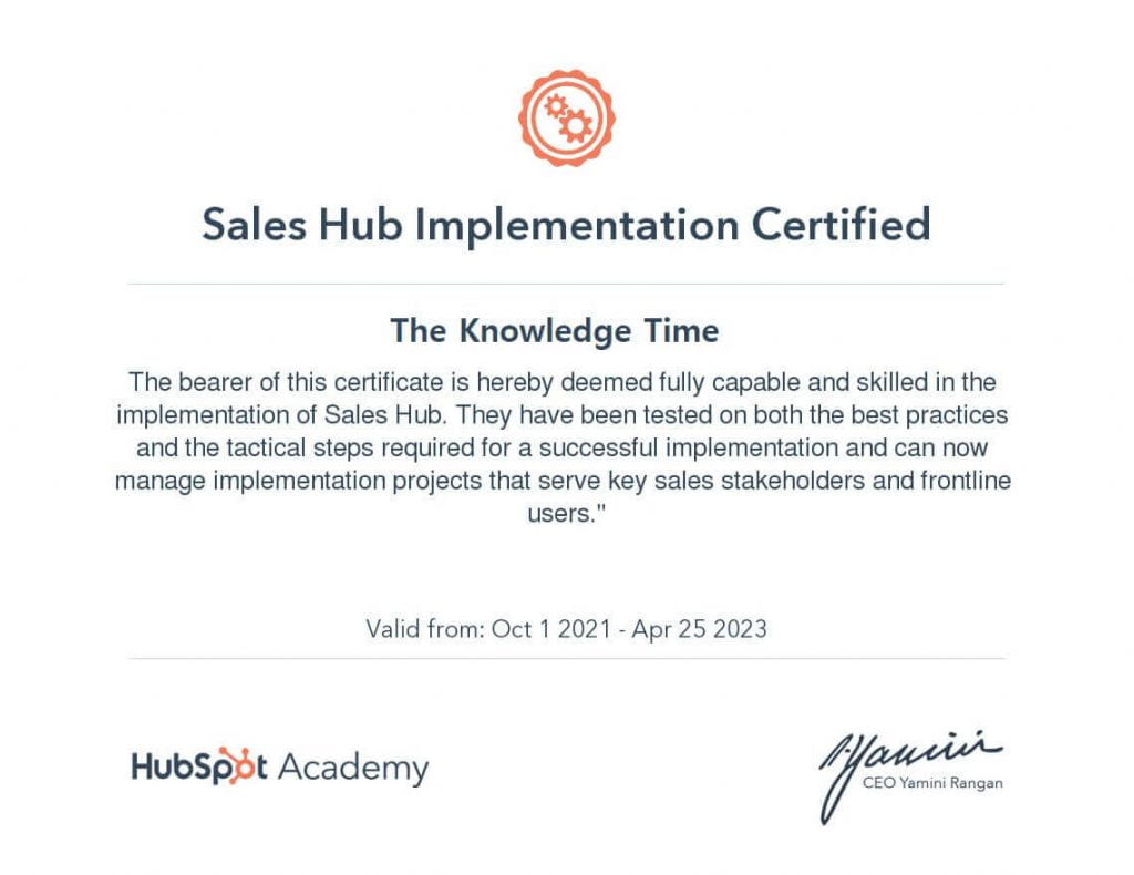 HubSpot Sales Hub Implementation Certification Exam Answers