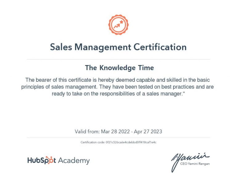 HubSpot Sales Management Certification Exam Answers 2024 Updated