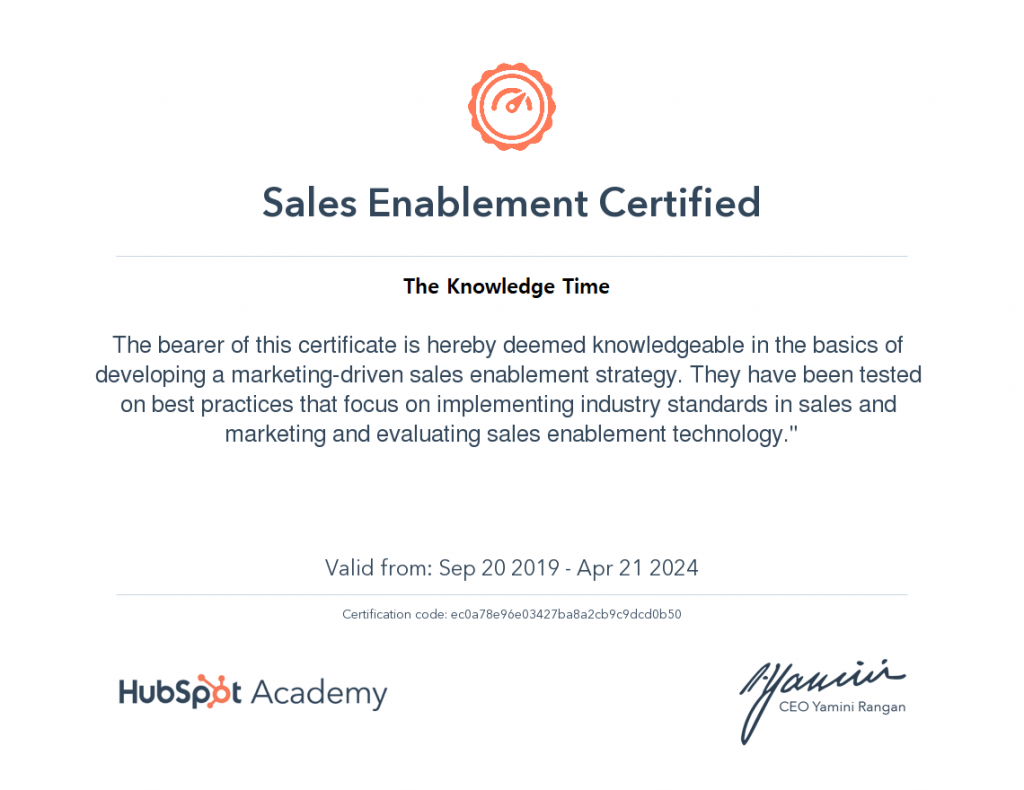Sales Enablement Certification Answers